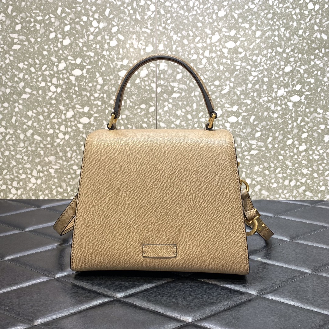 Valentino Garavani Vsling Small Handbag in Apricot Grainy Calfskin 